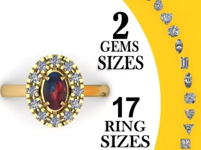 Ring with Opal 3D print model 3D print model