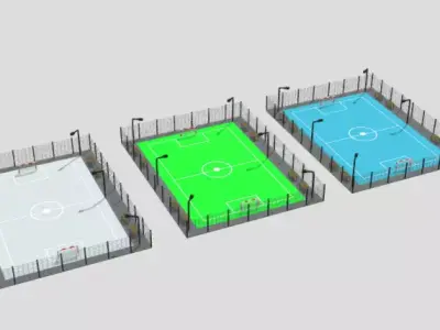 Football Field low poly Low-poly 3D model