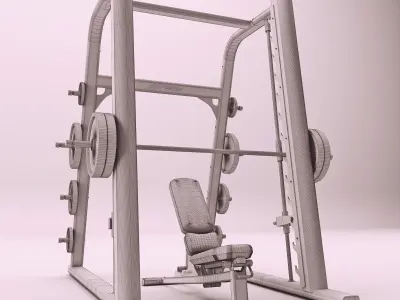 Smith machine and Multi-Adjustable Bench 3D model