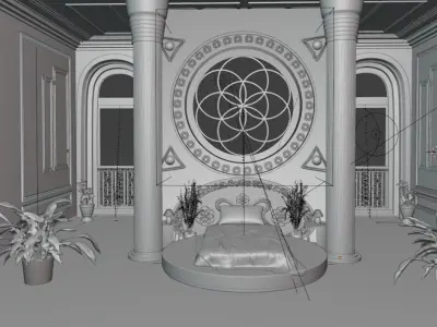 Classic Royal Bedroom Design for Blender 3D model