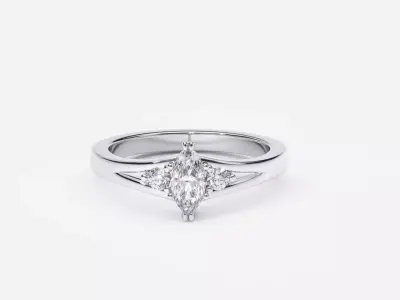 ZDR0163 engagement ring with marquise cut diamond 3D print model