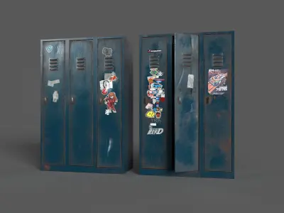 Vandalised Locker Low-poly 3D model