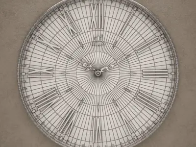 Black and White Wall Clock 01 3D model