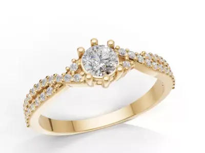 Modelo 3D de Anel Solitario pronto para Impressao 3D e Fundicao 3D print model