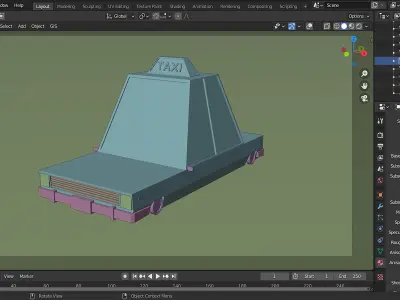 Car 3d Model taxi with sign Low-poly 3D model