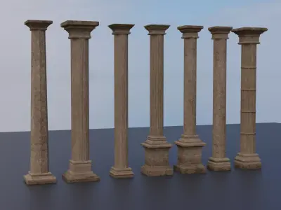 Stone Pillars Low-poly 3D model