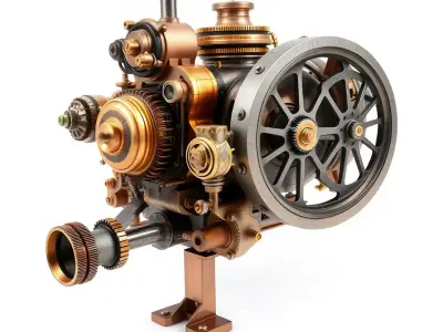 Steampunk Engine Decor Model Pack Low-poly 3D model