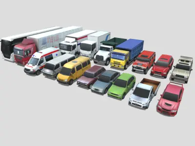 Vehicle Pack Lowpoly Low-poly 3D model