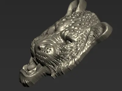 Angry Leopard Head  A73 3D print model