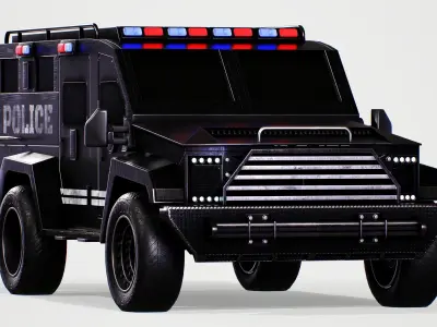 Police Truck Low-poly 3D model