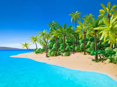 Vegetation Low-poly 3D model