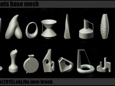 120 Pots Base Mesh   Clean UV    IMM Brush 3D model