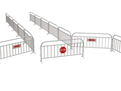 Steel Barricade Fence Low-poly 3D model