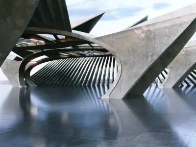 Concrete Corridor Scene - Architectural Background - V1U6 3D model