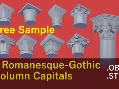 9 Romanic and Gothic capitals 3D model FREE SAMPLE Free 3D model