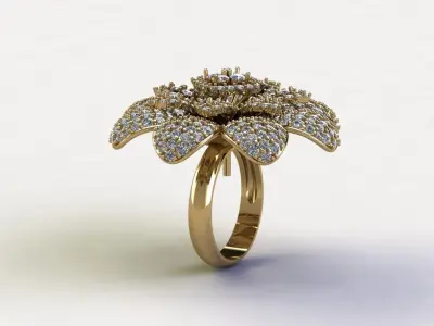 R123 women diamond ring 2021 with flower design 3D model