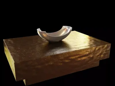 Custom made Brass table and arteriors metal  bowl 3D model