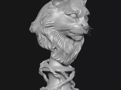 Cat head sculpture 3D print model