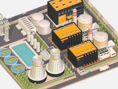 Presenting Nuclear Power Station Low-poly 3D model