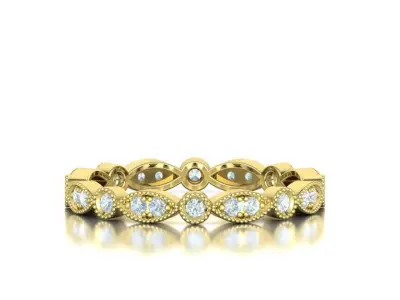 Diamond Vintage Milgrain Band Ring Eternity Band 5US-9US sizes 3D print model