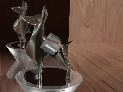 Silver Dog Statue Low-poly 3D model