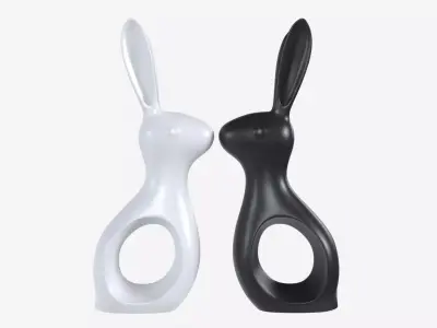 Ceramic Hare Figurines 3D model