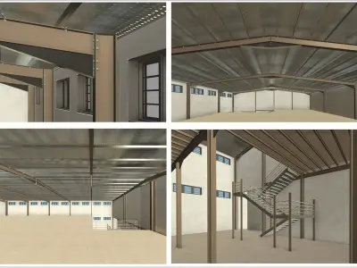Steel Structure Warehouse 2 Story I Revit - FBX - DWG 3D model