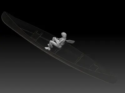 canoe girl 2 3D print model