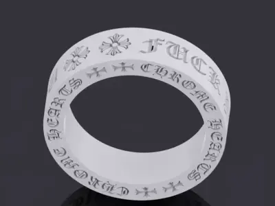 Chrome heart fuck you ring text imprint 3D print model