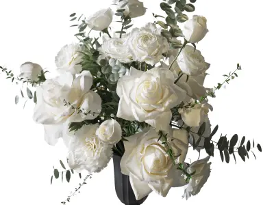 Flower Set 076 Rose white and Pink 3D model