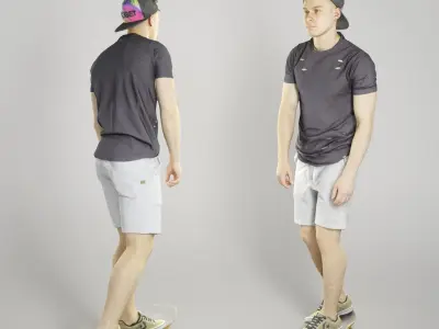 Stylish man riding on skateboard 280 Low-poly 3D model