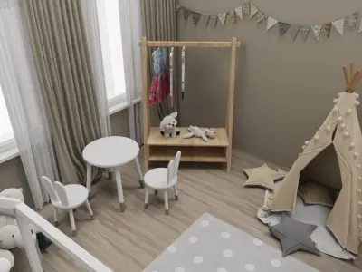 Childrens Room Low-poly 3D model