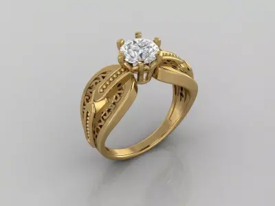 STL 3DM Print Ready Women Diamond Ring Lightweight Printable  3D print model 169
