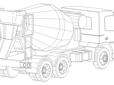 Concrete Mixer Low-poly 3D model