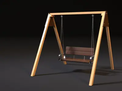 Playground wooden swing 3D model