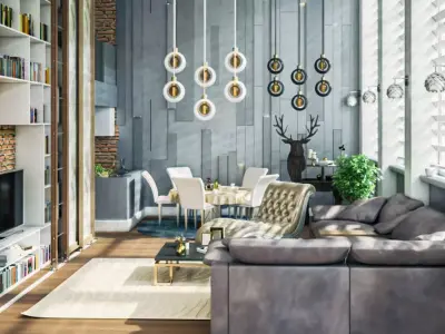 Modern Living room 3D model 6