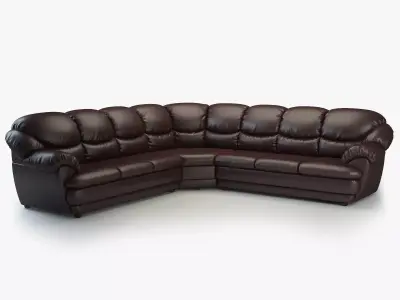 Overstuffed Leather Corner Sofa - Osvald - Long Version 3D model