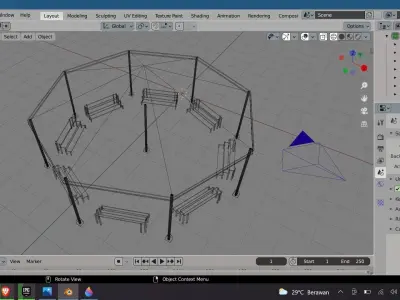 Gazebo for Plants Saung Tanaman Segi Delapan Free low-poly 3D model