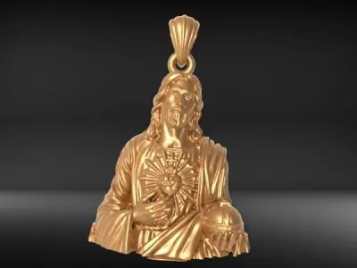 Sacred Heart of Jesus Pendant Charm Necklace Jewelry 3D print model