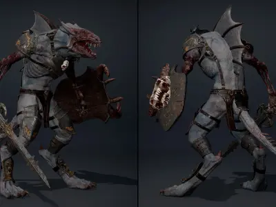 Mist Swordman Damaged Low-poly 3D model