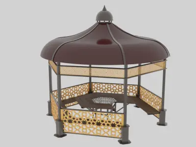 Iron Wood Garden Pergola - Gazebo 09 Ottoman Seljuk Empire Low-poly 3D model