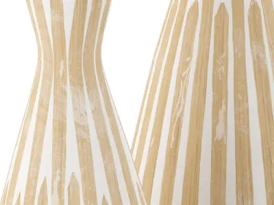 Natural Bamboo Capiz Vase Set 3D model