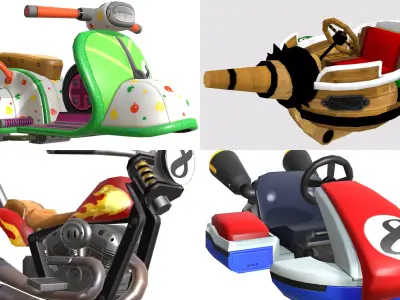 Cartoon - cars Low-poly 3D model