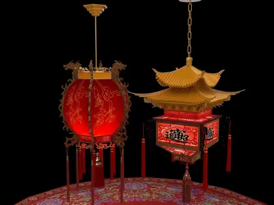 Chinese red lantern 3D model