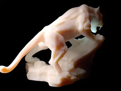 Fierce Puma on Rock   3D print model