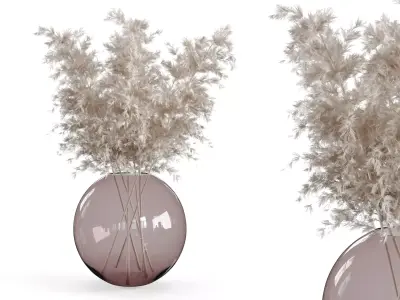 Pampass vase bouquet set 02 3D model