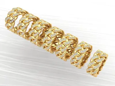 Chain ring - Miami Cuban ring - Link ring - Size 6 - 12 3D Model Pack