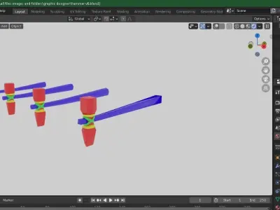 Hammer propeller Low-poly 3D model