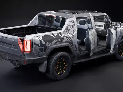 HUMMER EV 2022 Samurai Engraved Livery Rigged Low-poly 3D model