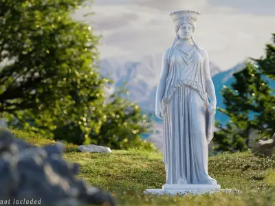 Caryatid statue of goddess person 3D model